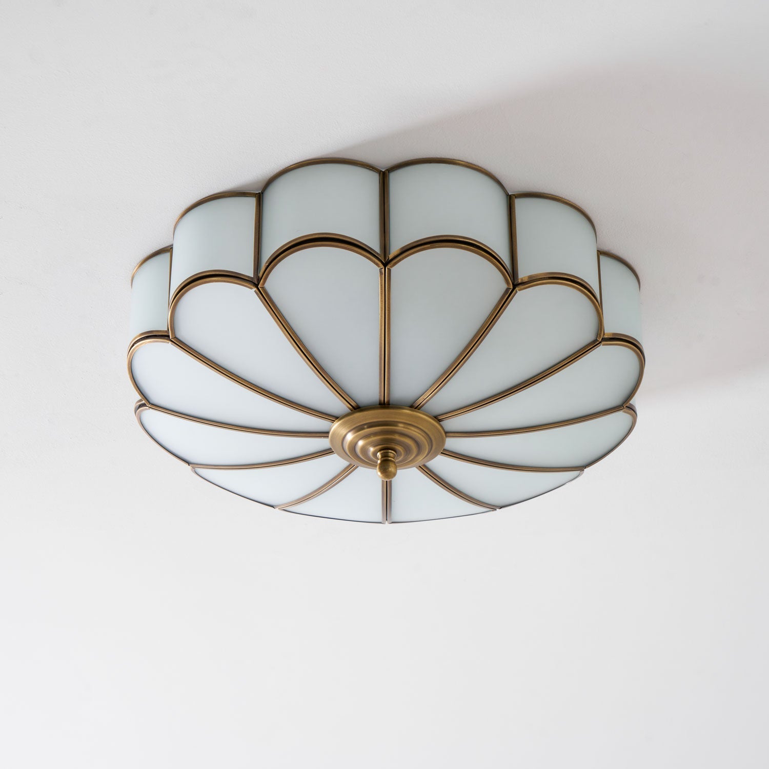 Flower Shape Glass Recessed Ceiling Light 17.7 in Brass Bedroom Study Balcony Indoor Lighting Decorative Fixture | Thomler