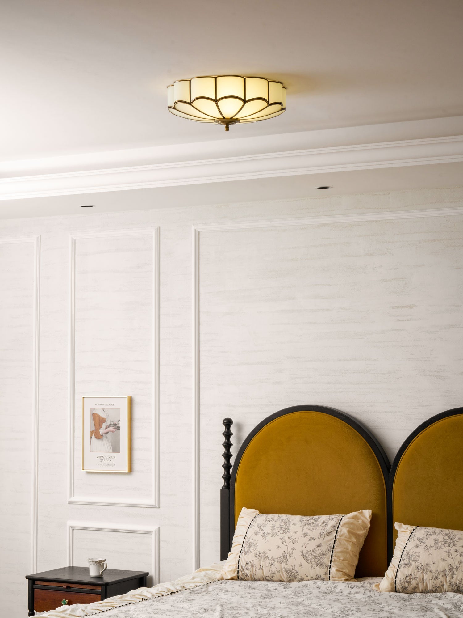 Flower Shape Glass Recessed Ceiling Light 17.7 in Brass Bedroom Study Balcony Indoor Lighting Decorative Fixture | Thomler