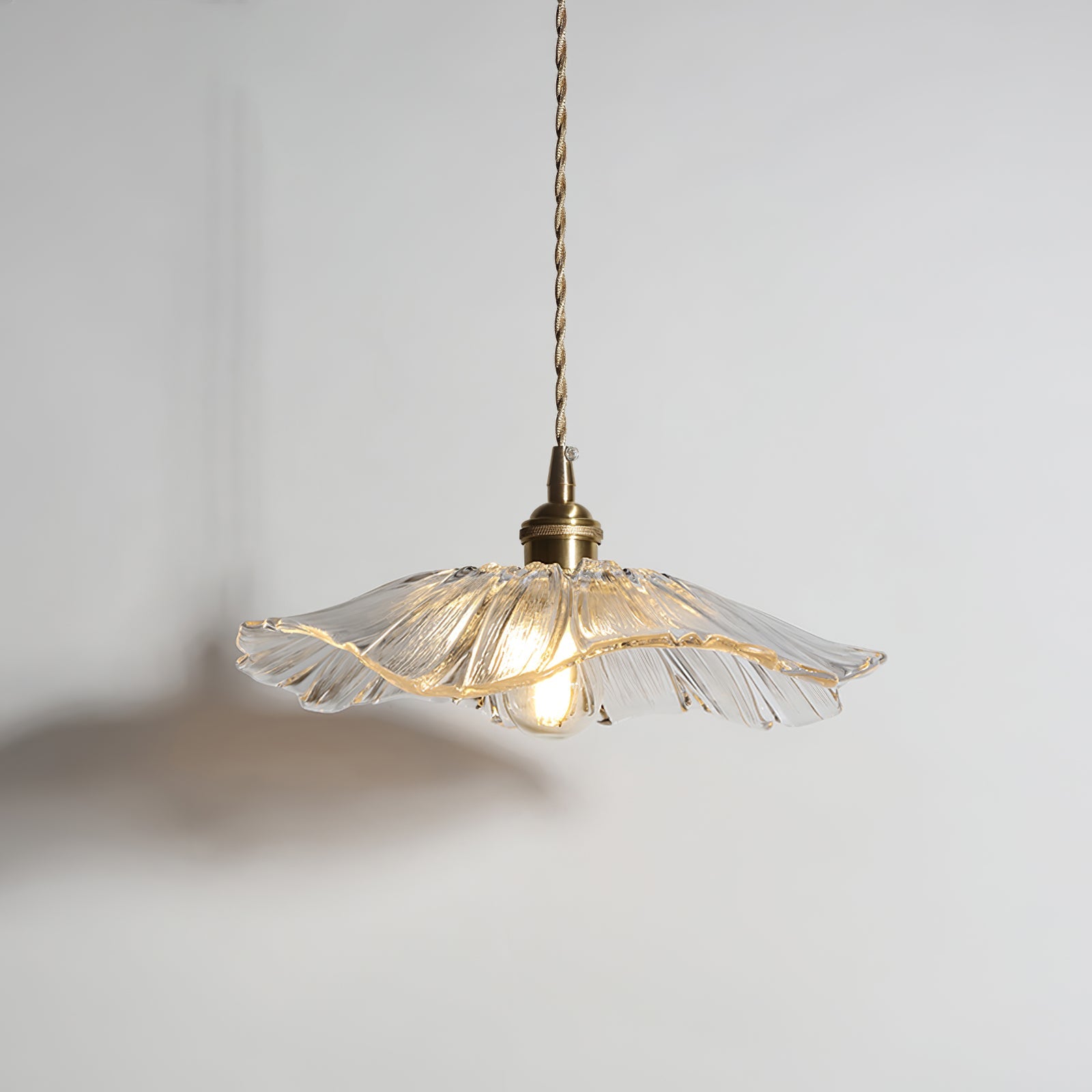 Pendant Light Glass Flower Shade 11 in x 5.1 in Pink Clear Green Dining Room Kitchen Island Hanging Ceiling Lamp | Thomler