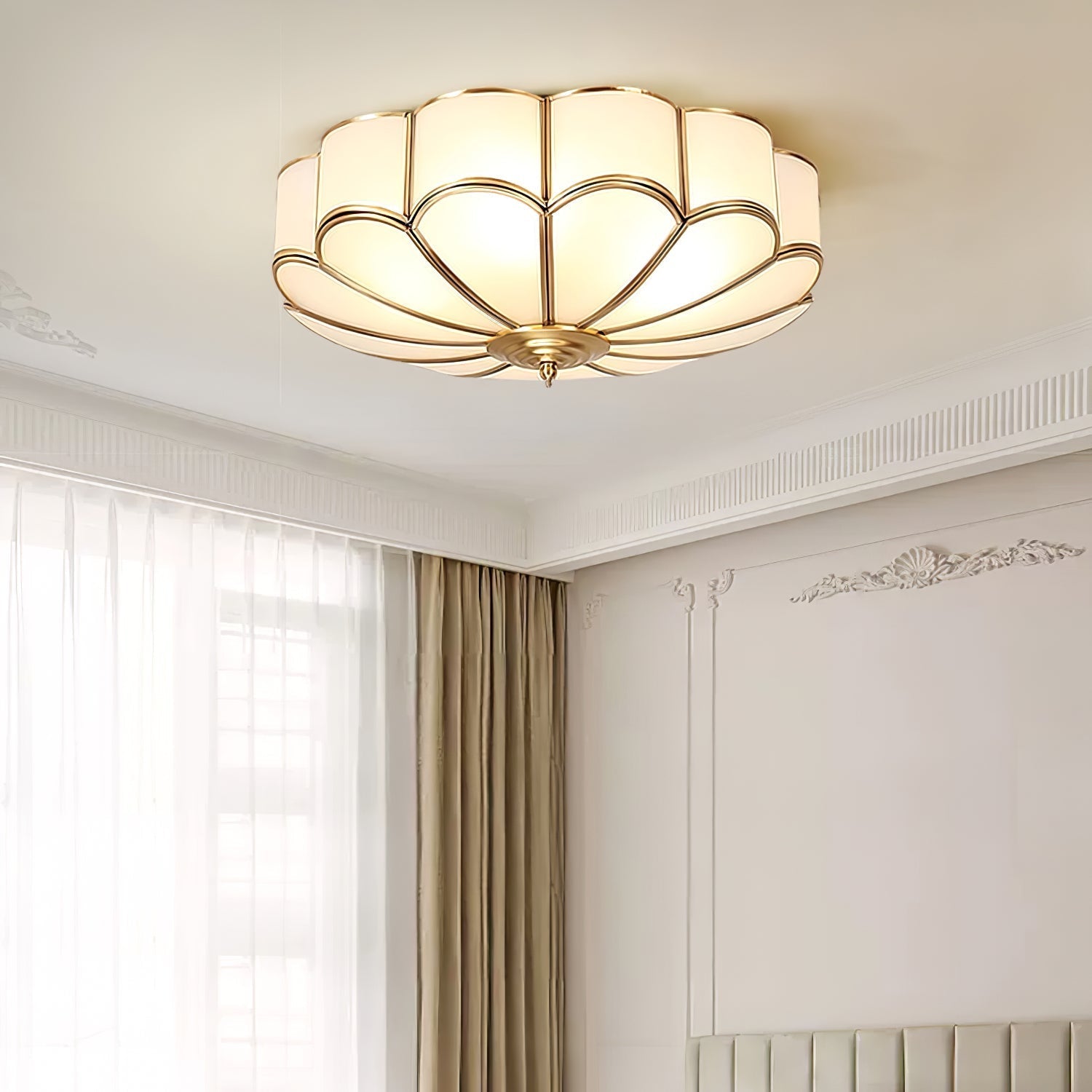 Ceiling Lamp Glass Brass 40.0 cm Round Gold Living Room Dining Room Hallway Soft Lighting | Thomler