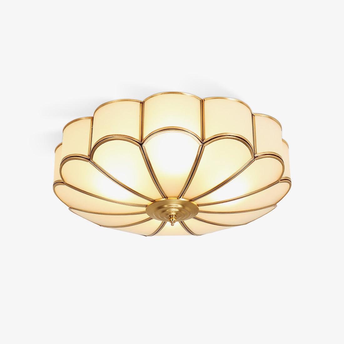 Flower Shape Glass Recessed Ceiling Light 17.7 in Brass Bedroom Study Balcony Indoor Lighting Decorative Fixture | Thomler