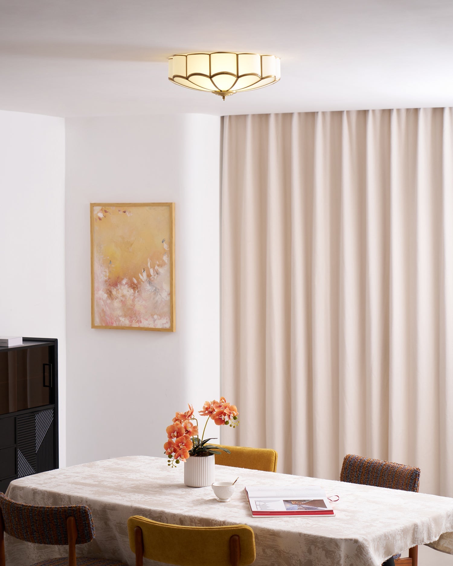 Flower Shape Glass Recessed Ceiling Light 17.7 in Brass Bedroom Study Balcony Indoor Lighting Decorative Fixture | Thomler