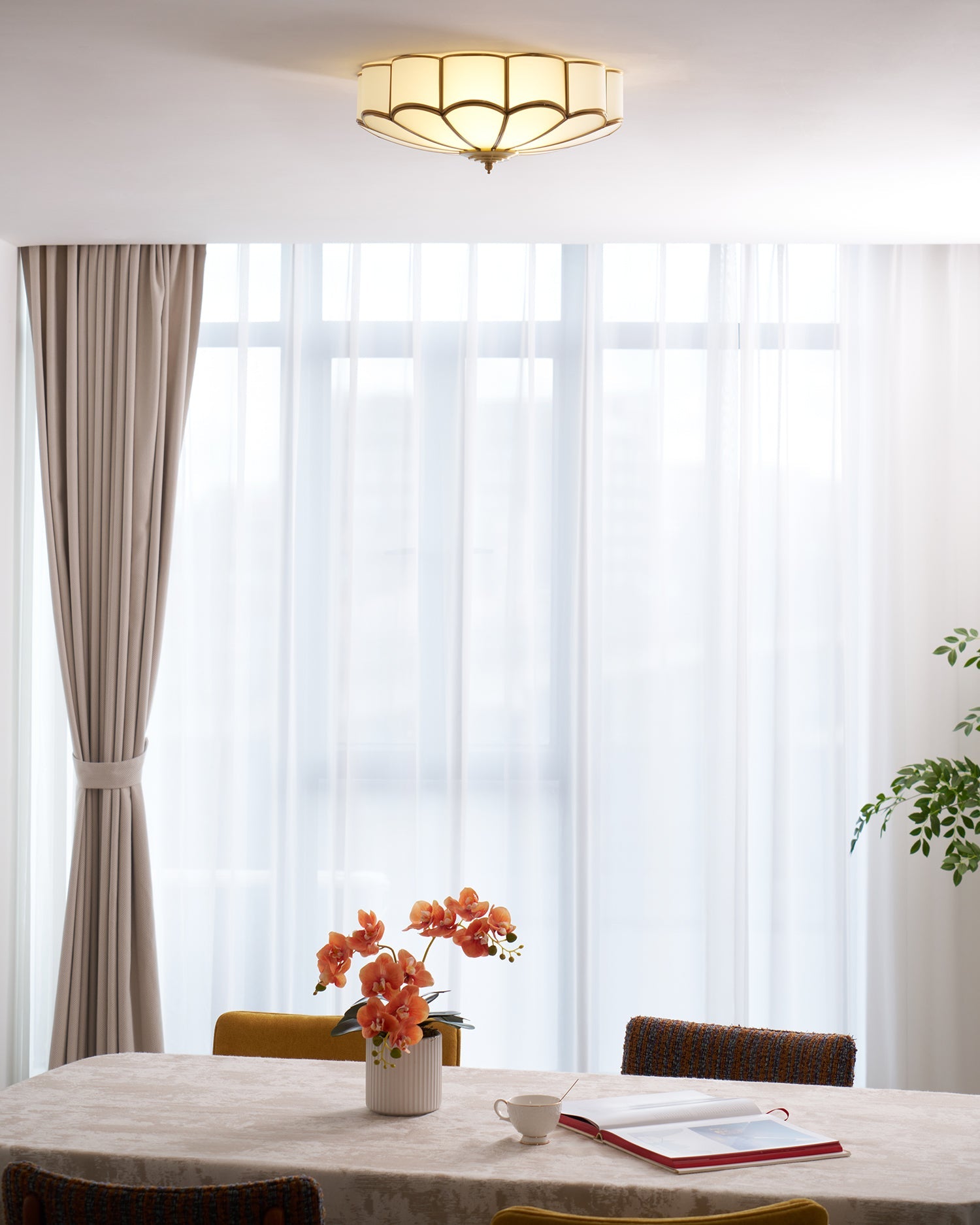 Flower Shape Glass Recessed Ceiling Light 17.7 in Brass Bedroom Study Balcony Indoor Lighting Decorative Fixture | Thomler