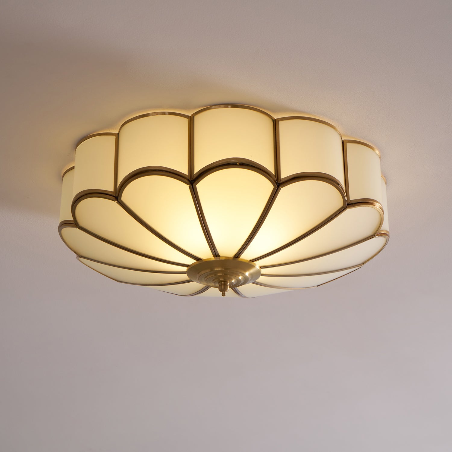 Flower Shape Glass Recessed Ceiling Light 17.7 in Brass Bedroom Study Balcony Indoor Lighting Decorative Fixture | Thomler