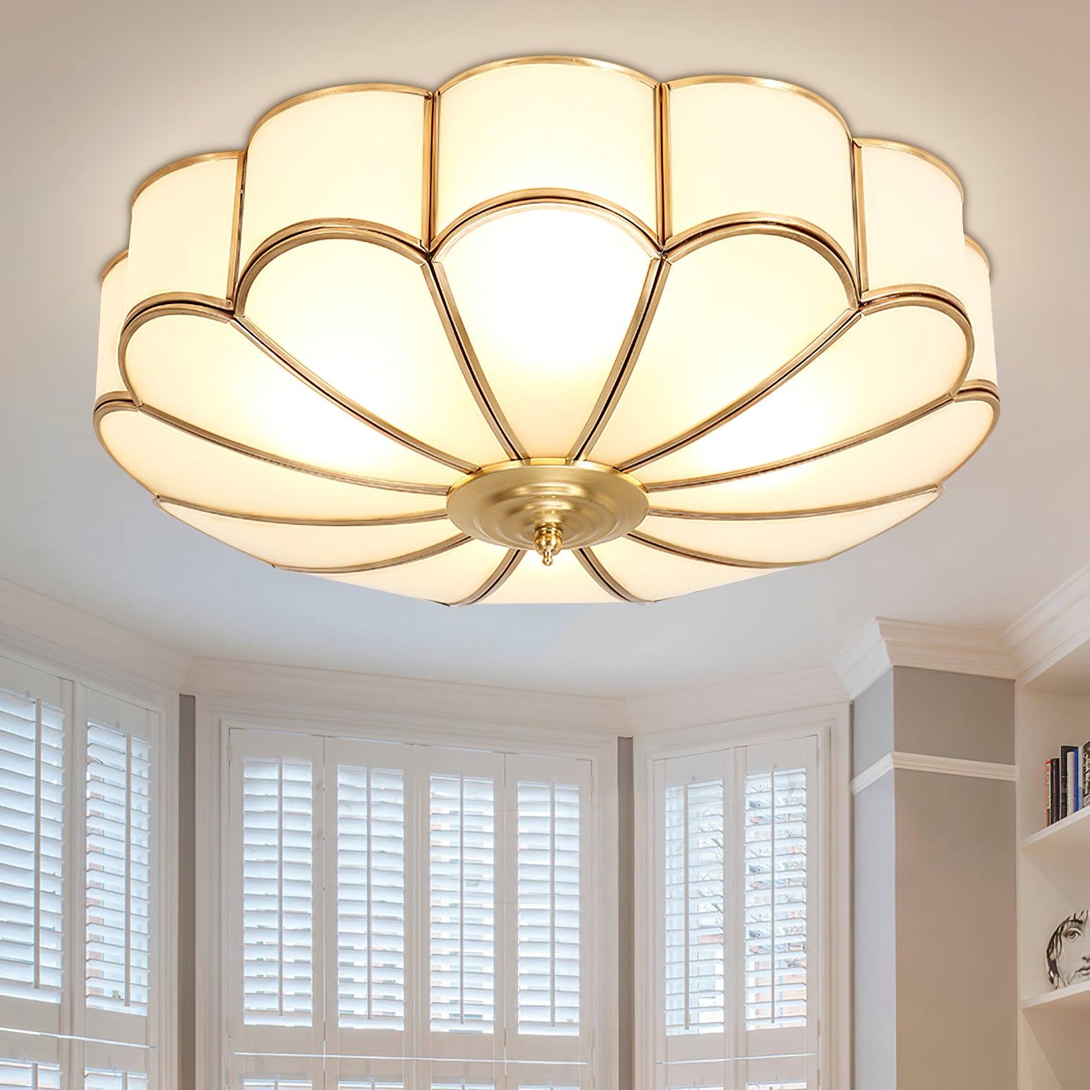 Ceiling Lamp Glass Brass 40.0 cm Round Gold Living Room Dining Room Hallway Soft Lighting | Thomler