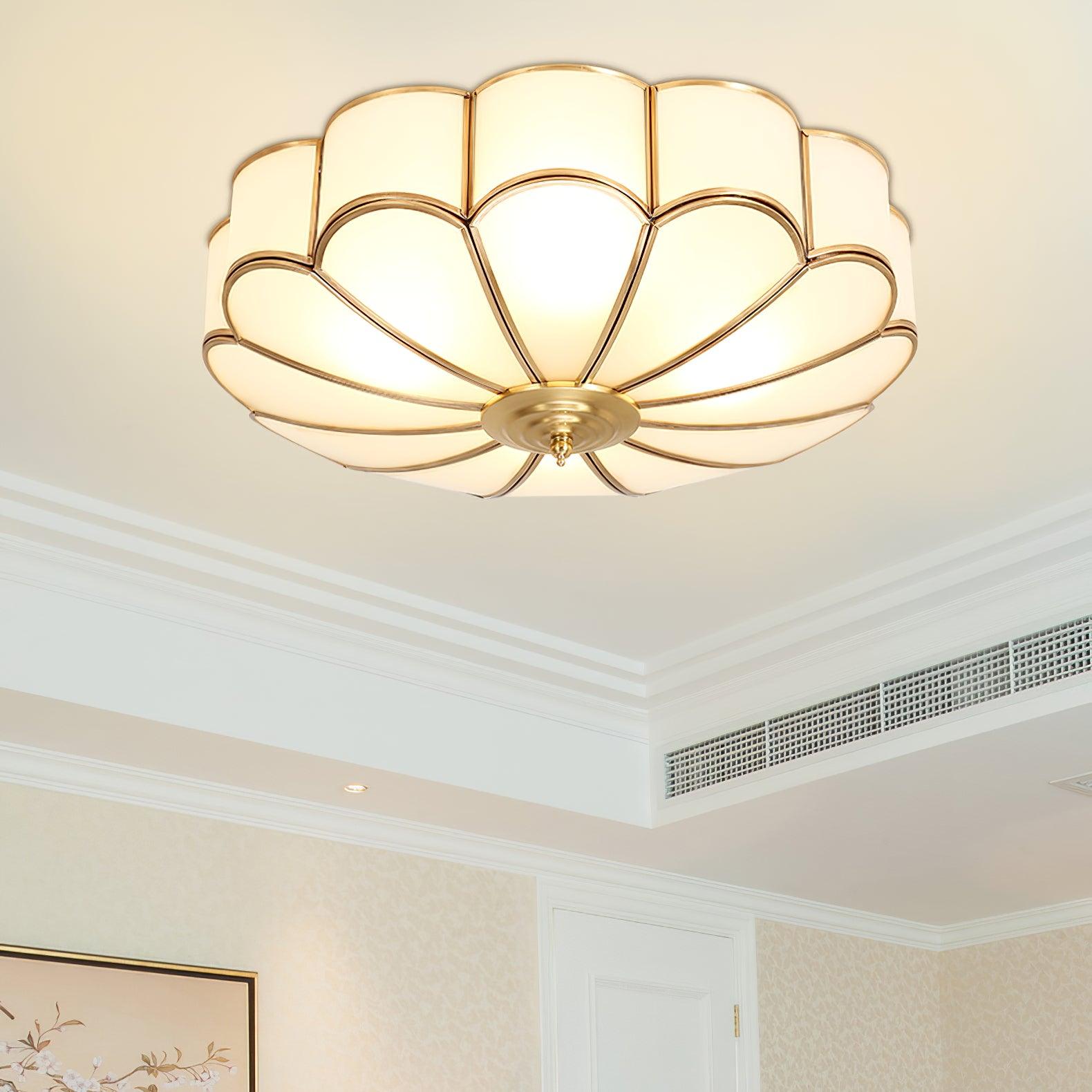 Ceiling Lamp Glass Brass 40.0 cm Round Gold Living Room Dining Room Hallway Soft Lighting | Thomler