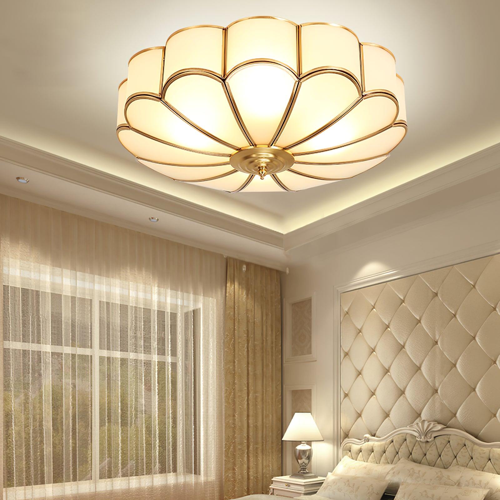 Ceiling Lamp Glass Brass 40.0 cm Round Gold Living Room Dining Room Hallway Soft Lighting | Thomler