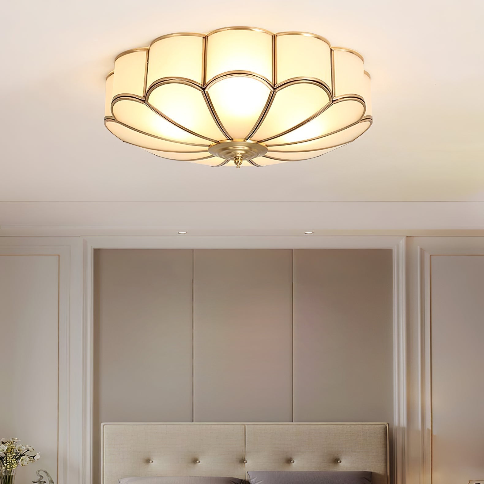 Ceiling Lamp Glass Brass Round Gold Living Room Hallway Dining Room Diffused Light Classic Flush Mount Fixture | Thomler