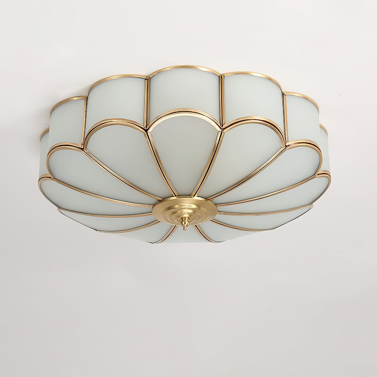 Flower Shape Glass Recessed Ceiling Light 17.7 in Brass Bedroom Study Balcony Indoor Lighting Decorative Fixture | Thomler
