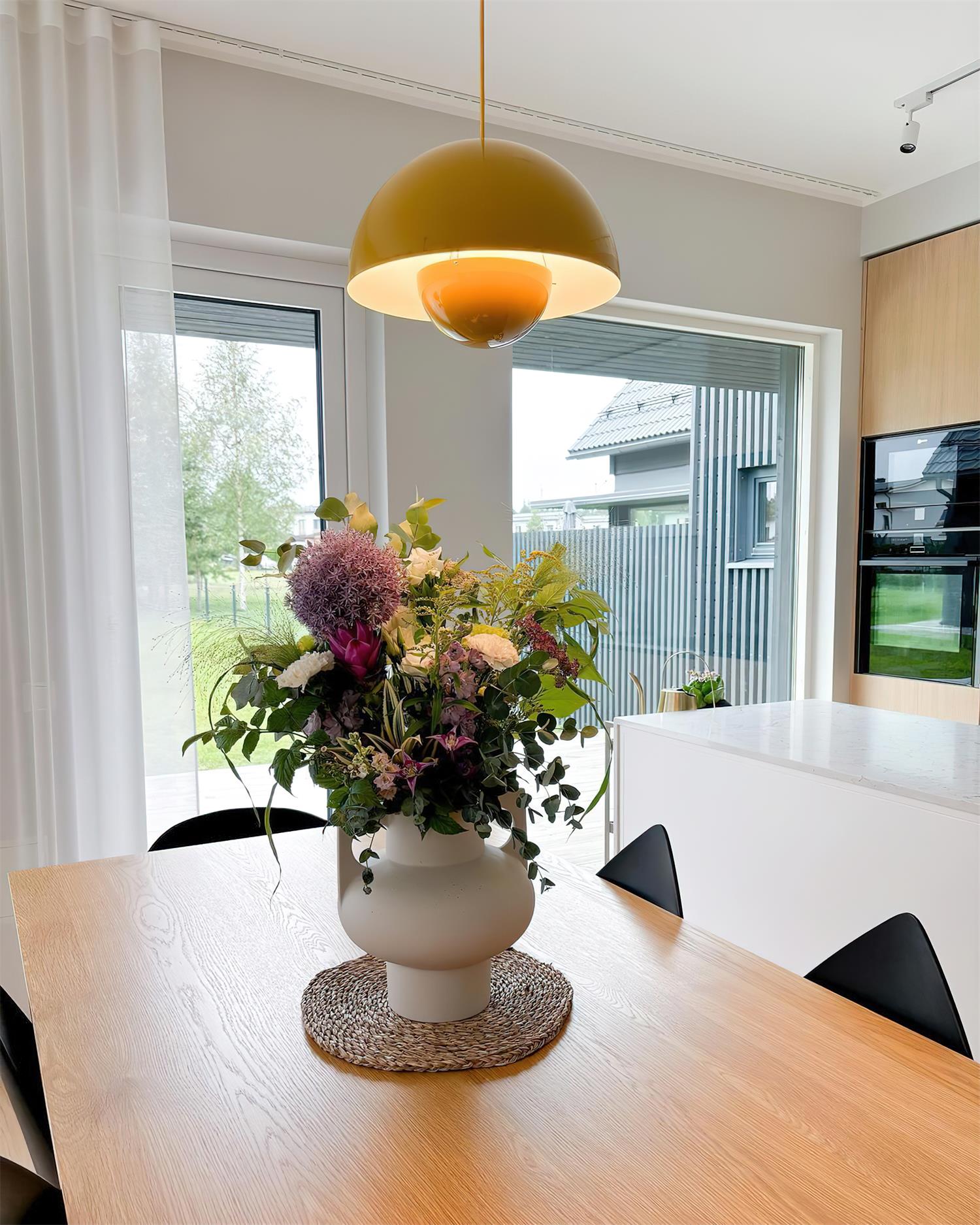 Pendant Light Aluminum 9.1 in 6.3 in Beige Gray Contemporary Dining Room Kitchen Island Hanging Ceiling Lamp Geometric Modern Lighting | Thomler