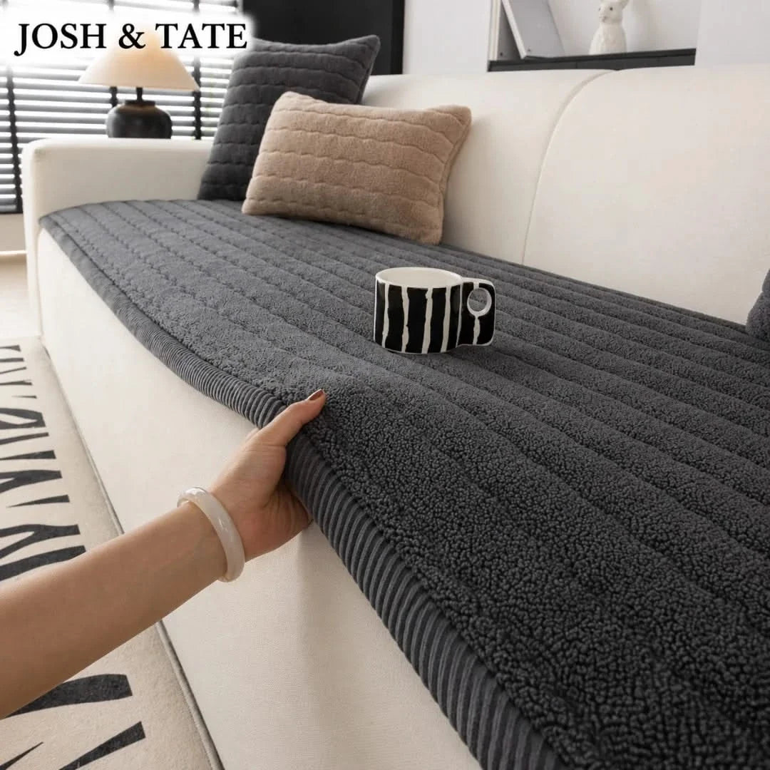Sherpa Couch Cushion Cover with Non-Slip Backing for Sofa & Loveseat Protection | Thomler