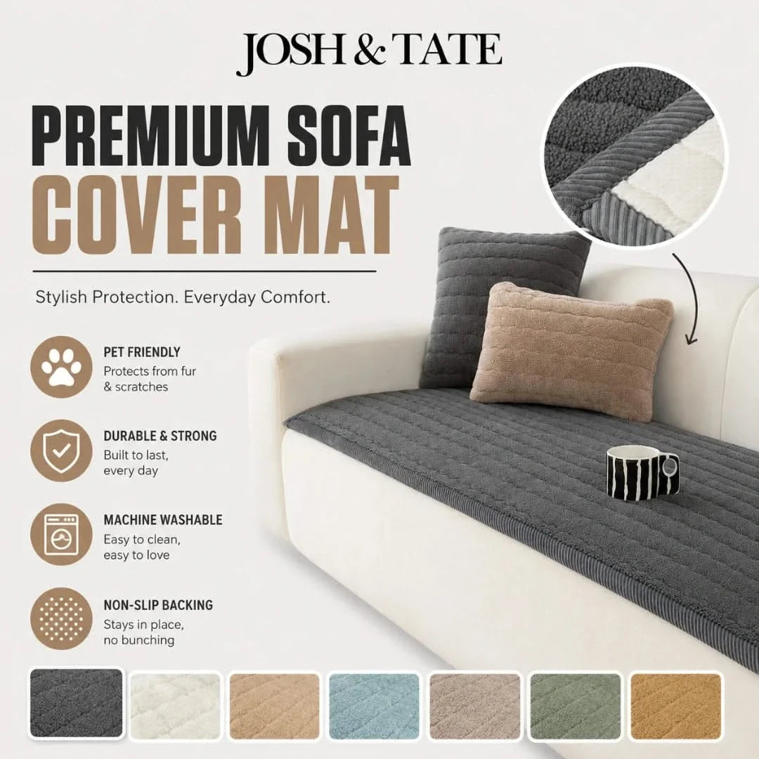 Sherpa Couch Cushion Cover with Non-Slip Backing for Sofa & Loveseat Protection | Thomler