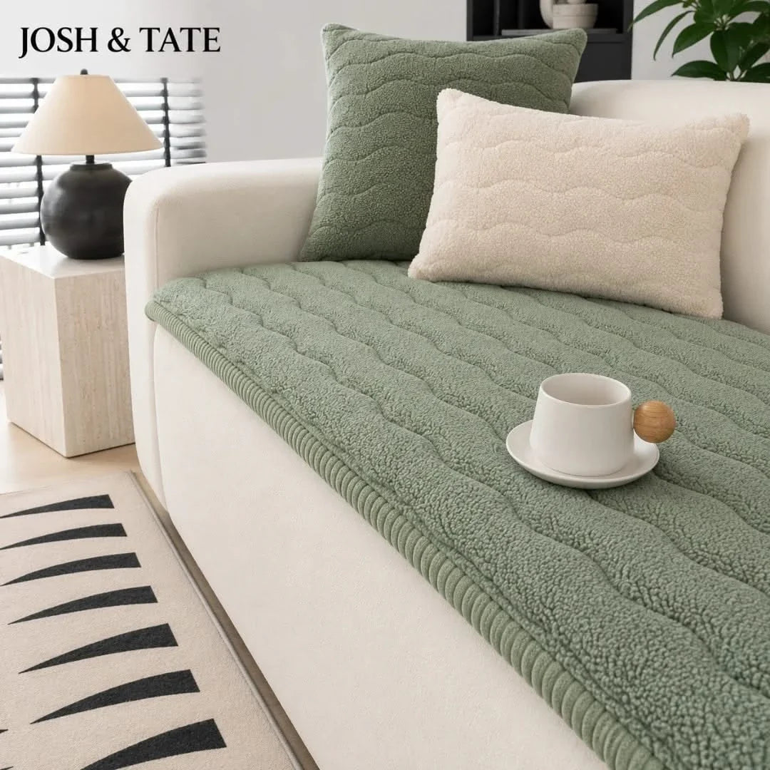 Sherpa Couch Cushion Cover with Non-Slip Backing for Sofa & Loveseat Protection | Thomler