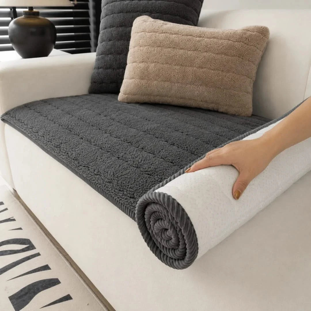 Sherpa Couch Cushion Cover with Non-Slip Backing for Sofa & Loveseat Protection | Thomler