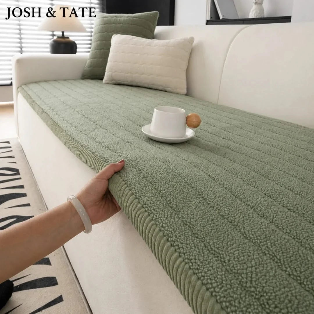 Sherpa Couch Cushion Cover with Non-Slip Backing for Sofa & Loveseat Protection | Thomler