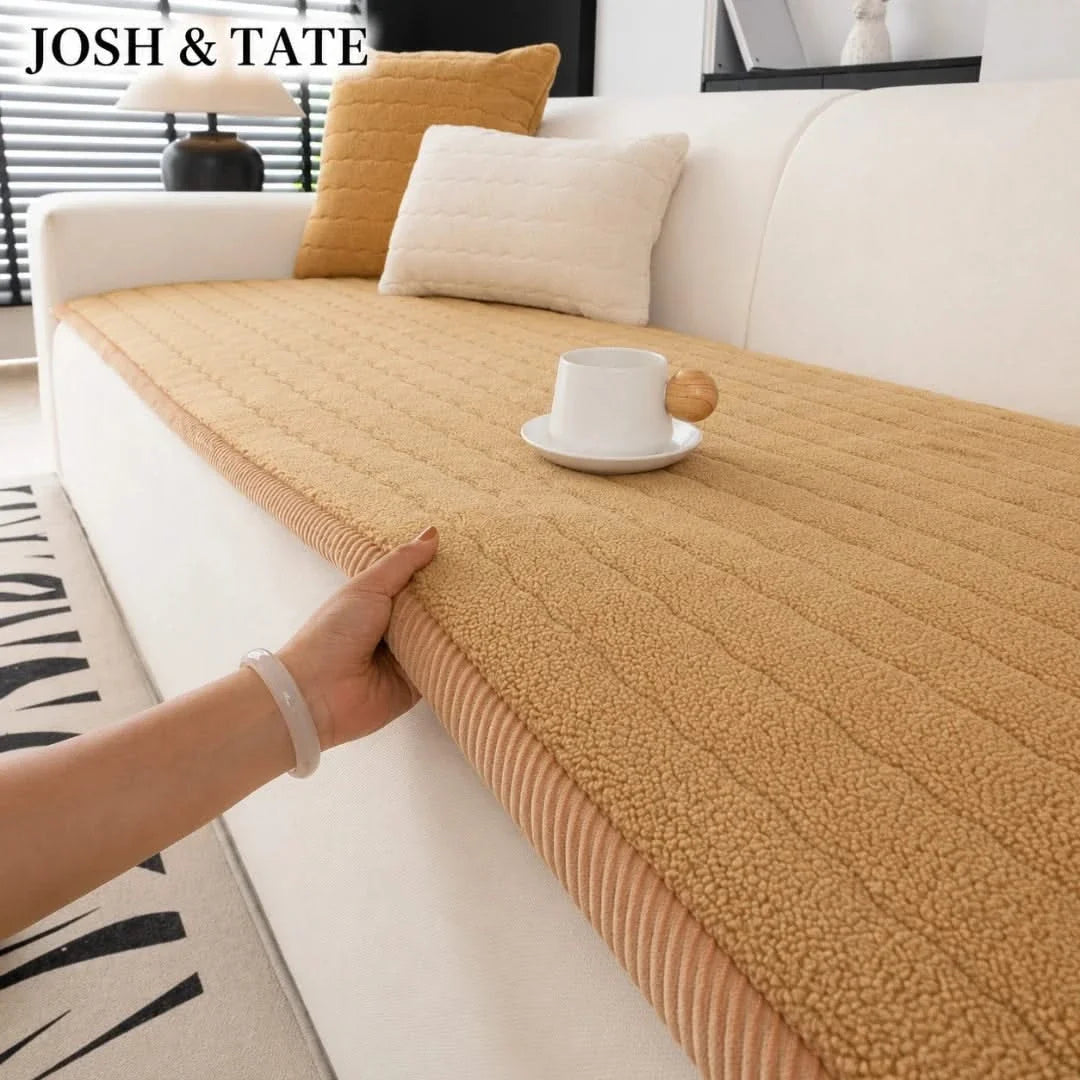 Sherpa Couch Cushion Cover with Non-Slip Backing for Sofa & Loveseat Protection | Thomler