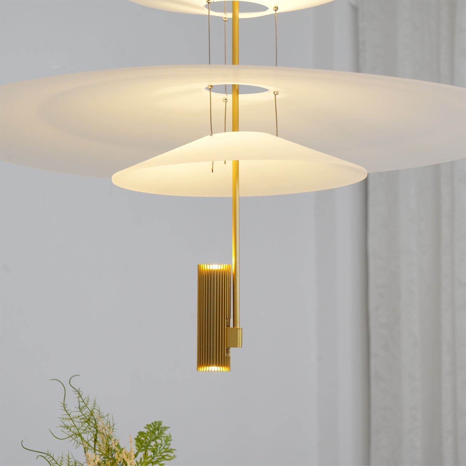Pendant Light Metal 26 in White LED Ceiling Chandelier Indoor Dining Room Living Area Hanging Lamp | Thomler
