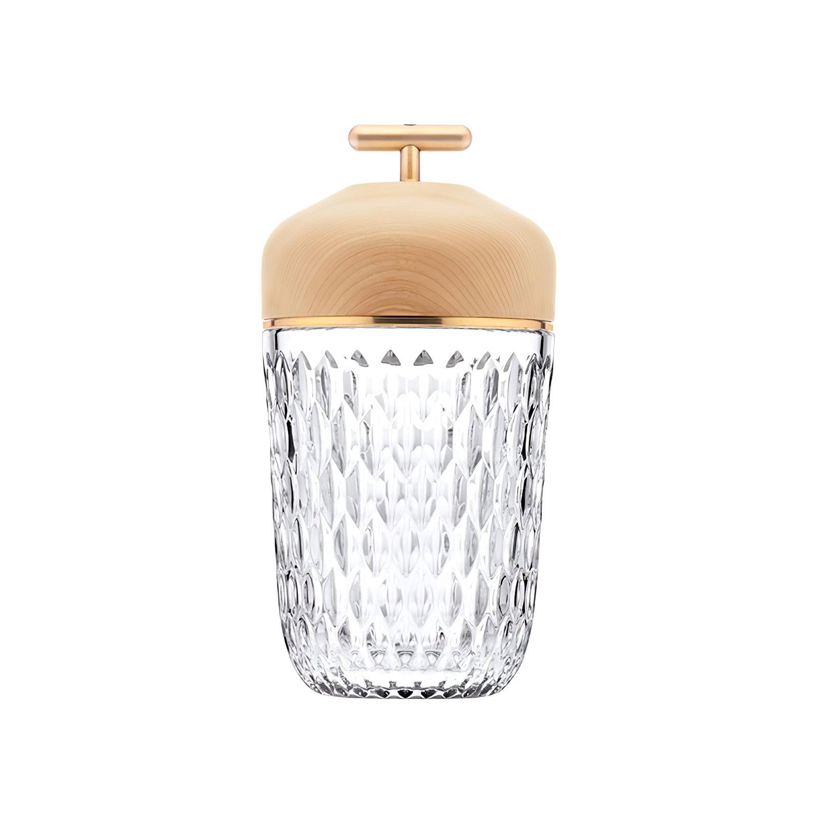 Table Lamp Wood Crystal 11.4 in Portable Walnut Desk Nightstand Lighting USB Warm White | Thomler