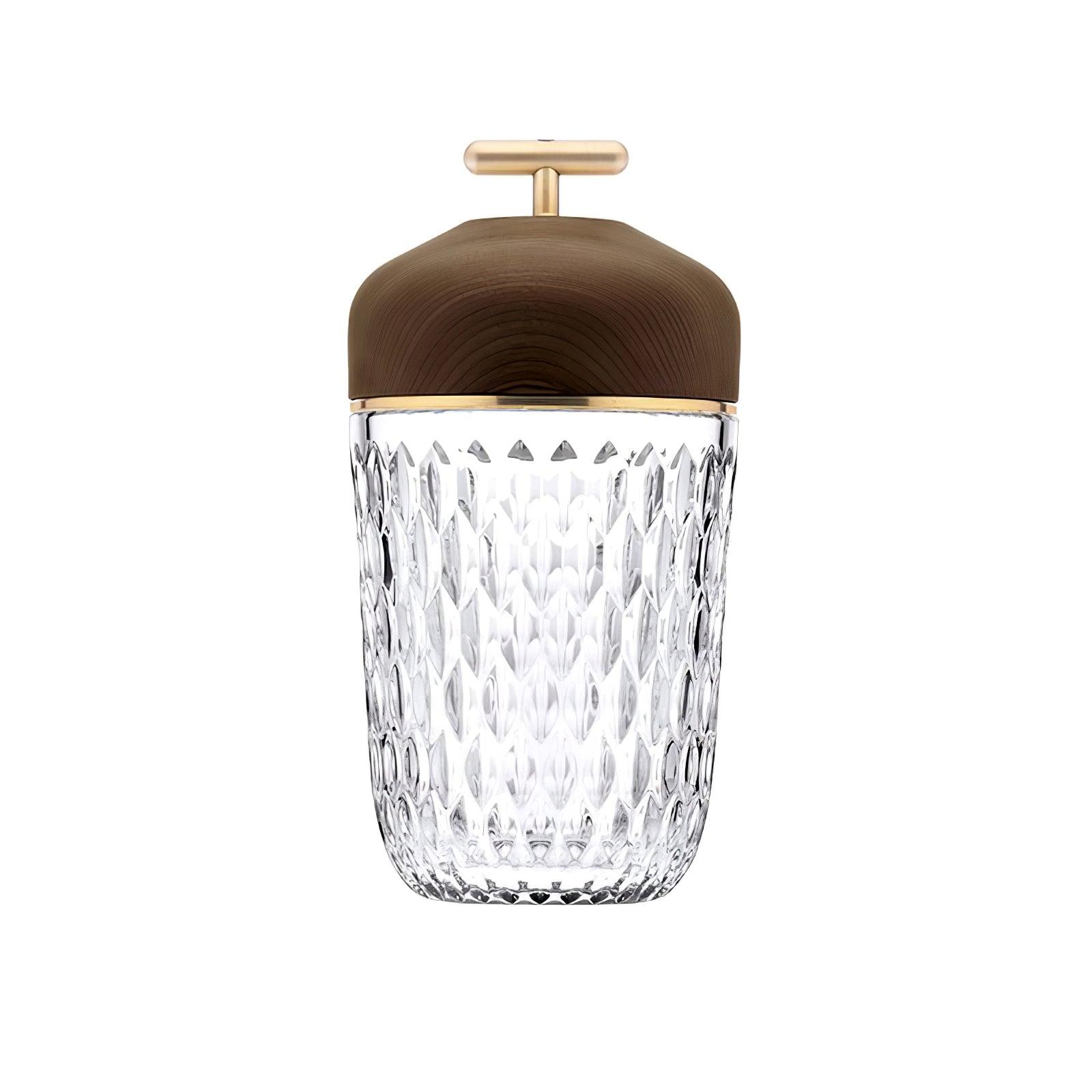 Table Lamp Wood Crystal 11.4 in Portable Walnut Desk Nightstand Lighting USB Warm White | Thomler