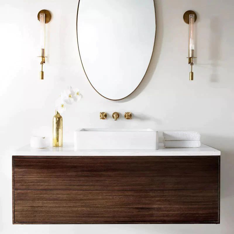 Vintage Brass Wall Light with Ribbed Glass Shade – Edison Bulb Fixture for Bedroom & Dining Room | Thomler