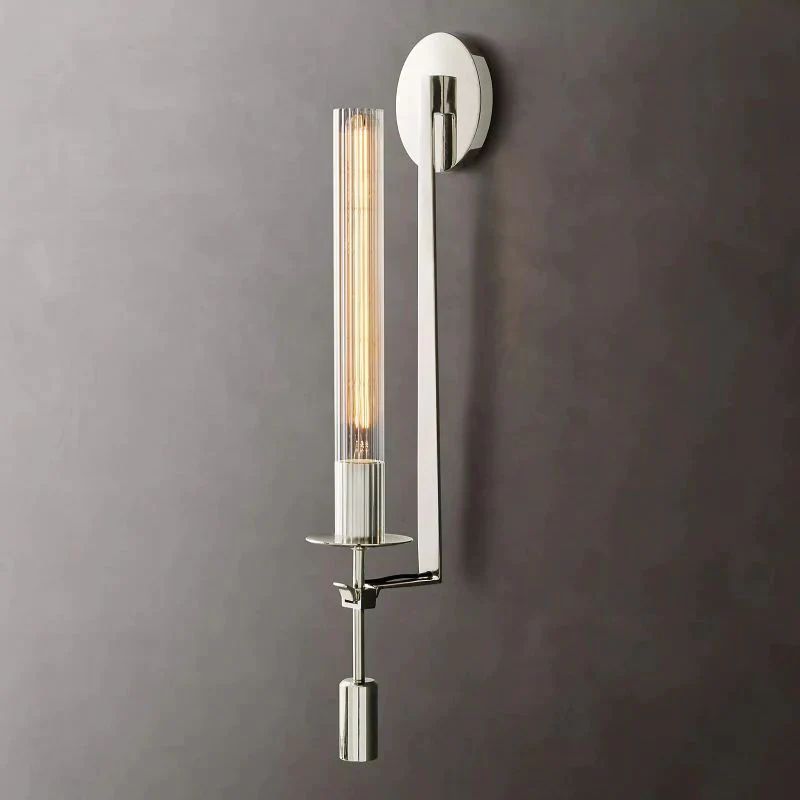 Vintage Brass Wall Light with Ribbed Glass Shade – Edison Bulb Fixture for Bedroom & Dining Room | Thomler
