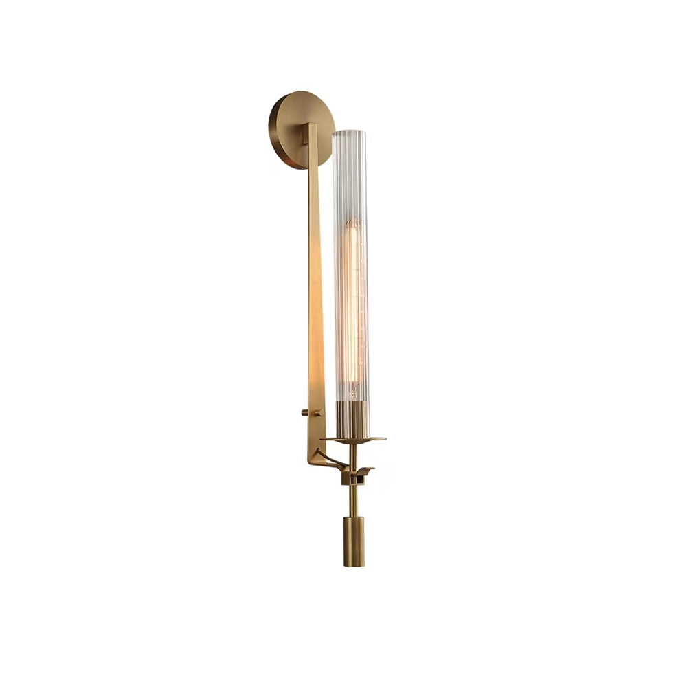 Brass Wall Sconce 28 in (71.0 cm) Clear Glass Indoor Lighting Minimalist Edison Bulb Fixture | Thomler