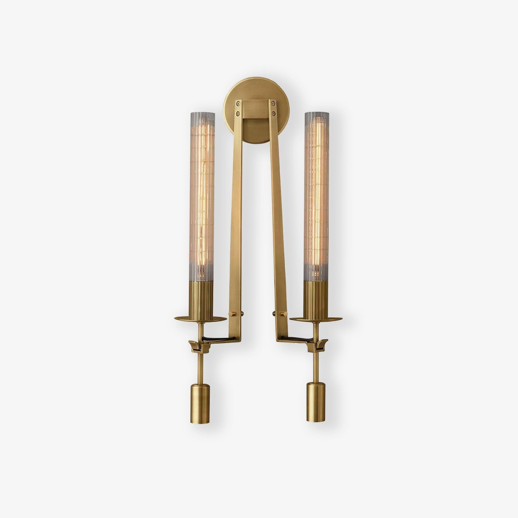 Brass Wall Sconce 28 in (71.0 cm) Clear Glass Indoor Lighting Minimalist Edison Bulb Fixture | Thomler