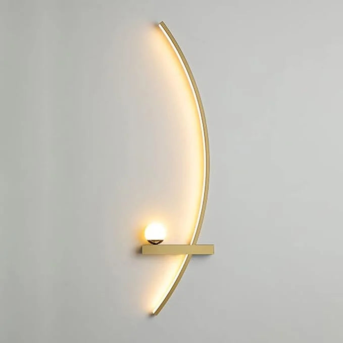 Wall Light Aluminum Acrylic LED Black Gold Modern Bedroom Hallway Decorative Crescent Linear Lighting Fixture | Thomler