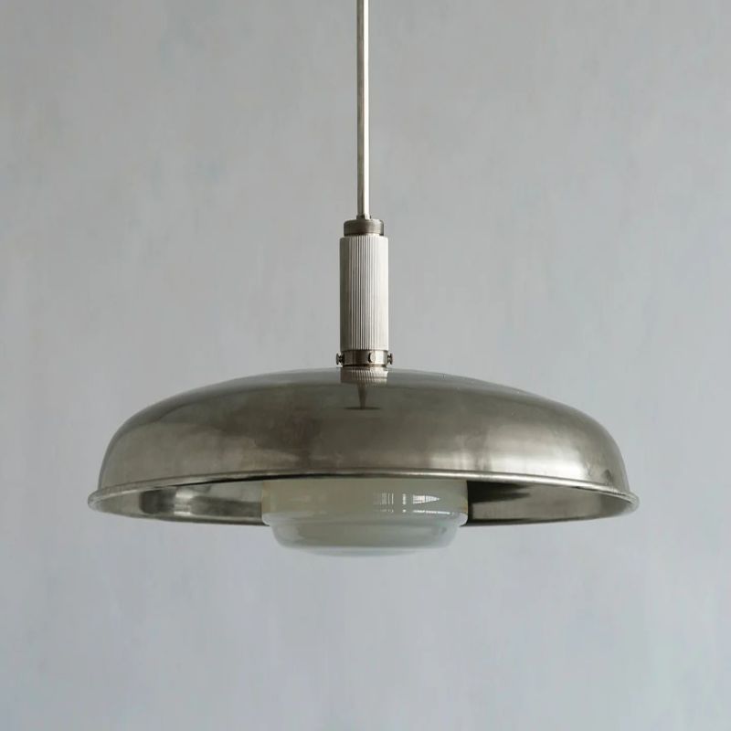 Hand-Spun Brass Pendant Light with Handblown Glass Shade in 5 Finishes – 16, 24 or 34 Inch Round Ceiling Light for Dining Room Kitchen | Thomler