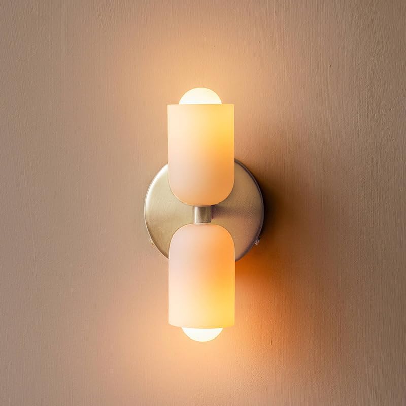 Wall Lamp Glass Double E14 25.5 cm French Retro Bedroom Hallway Bathroom Ambient Lighting Fixture | Thomler