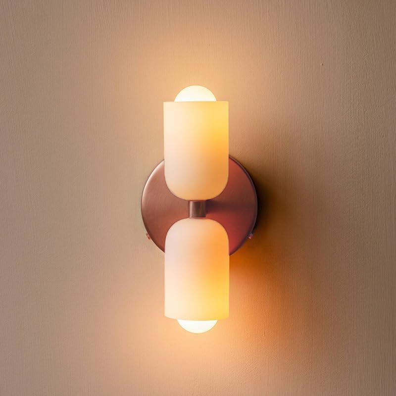 Wall Lamp Glass Double E14 25.5 cm French Retro Bedroom Hallway Bathroom Ambient Lighting Fixture | Thomler