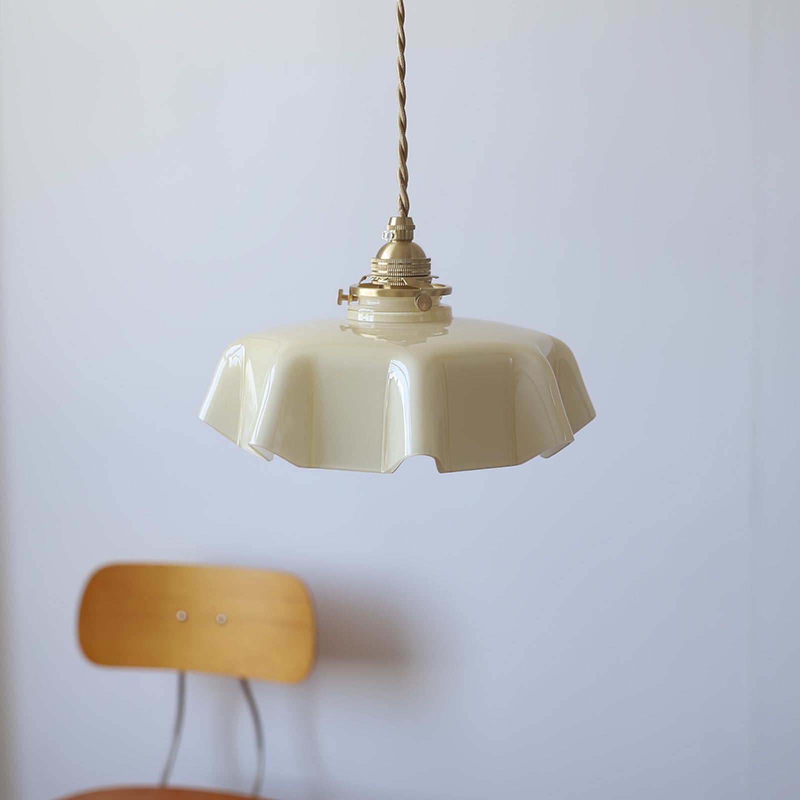 Ceramic Pendant Light 9.8 in x 5.1 in Adjustable Ceiling Indoor White Beige Pink Blue Vintage Lampshade | Thomler