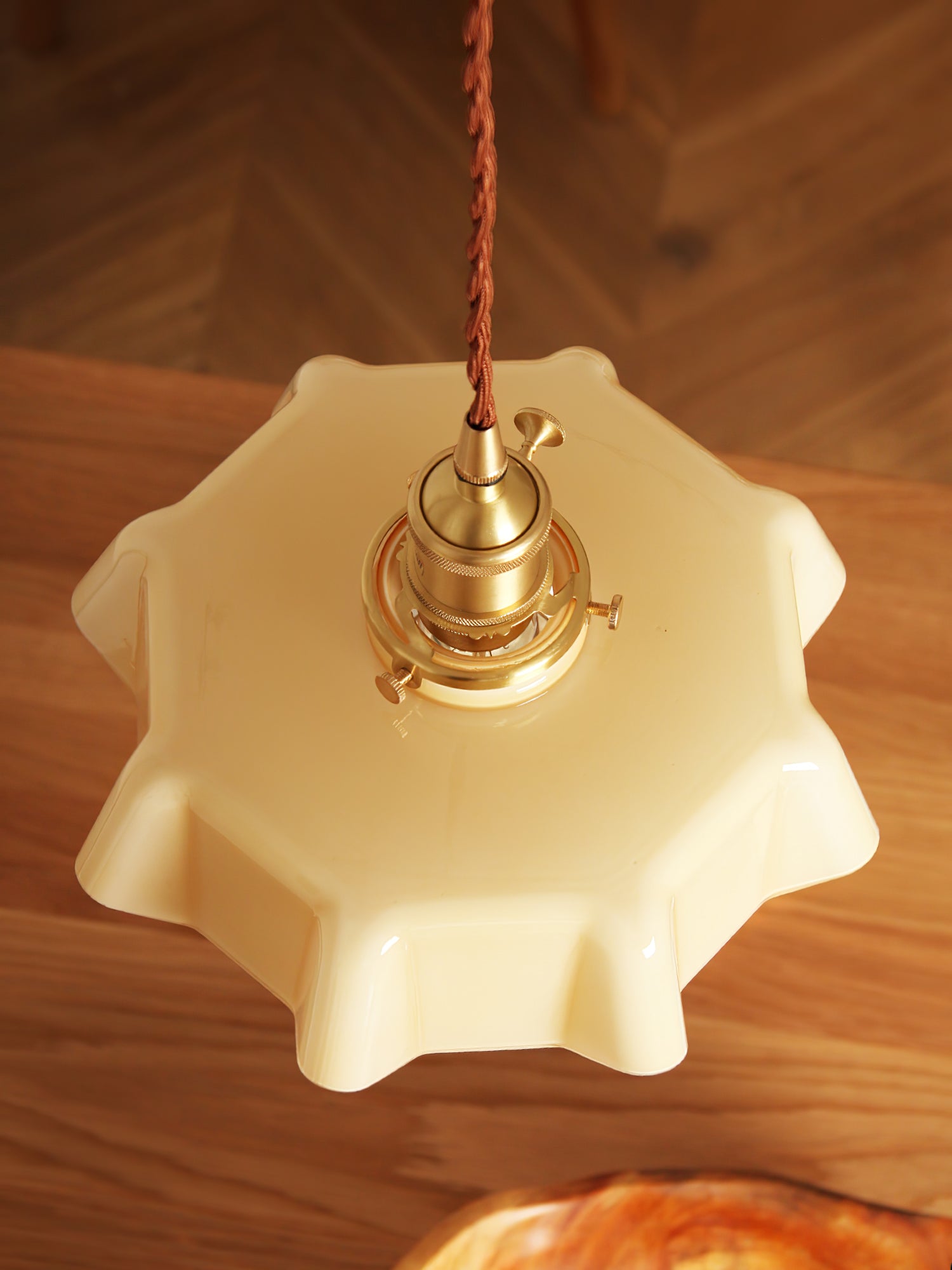 Ceramic Pendant Light 9.8 in x 5.1 in Adjustable Ceiling Indoor White Beige Pink Blue Vintage Lampshade | Thomler