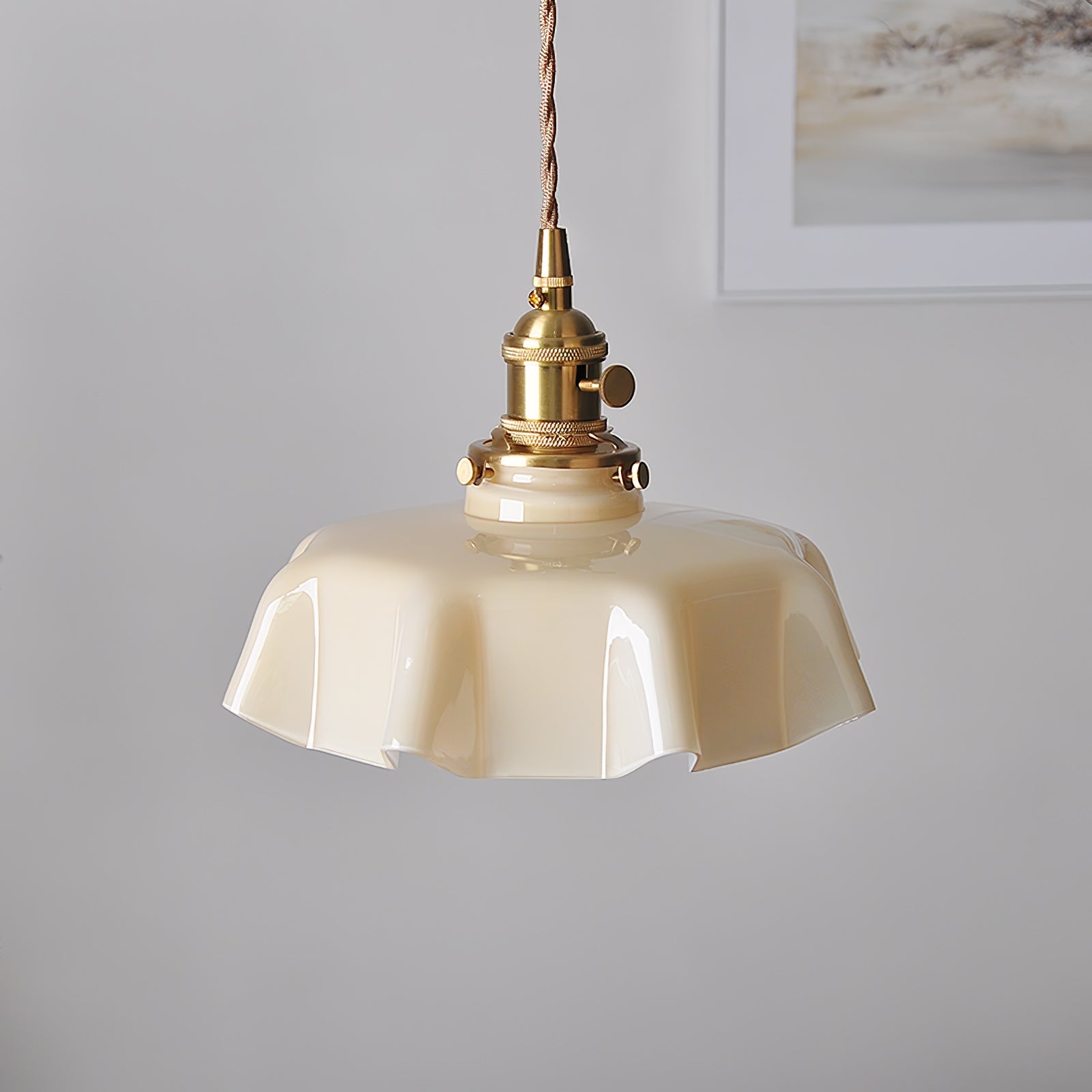 Ceramic Pendant Light 9.8 in x 5.1 in Adjustable Ceiling Indoor White Beige Pink Blue Vintage Lampshade | Thomler