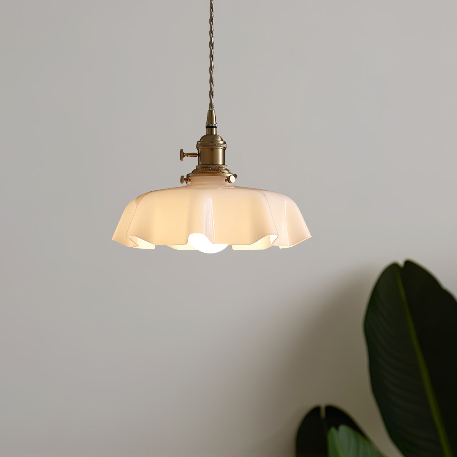 Ceramic Pendant Light 9.8 in x 5.1 in Adjustable Ceiling Indoor White Beige Pink Blue Vintage Lampshade | Thomler