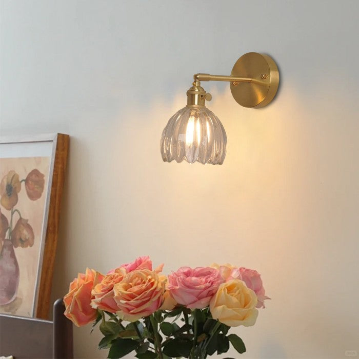 Wall Lamp Glass 7.9 in Adjustable Tulip Shape Green White Amber Black Living Room Bedroom Corridor Lighting | Thomler