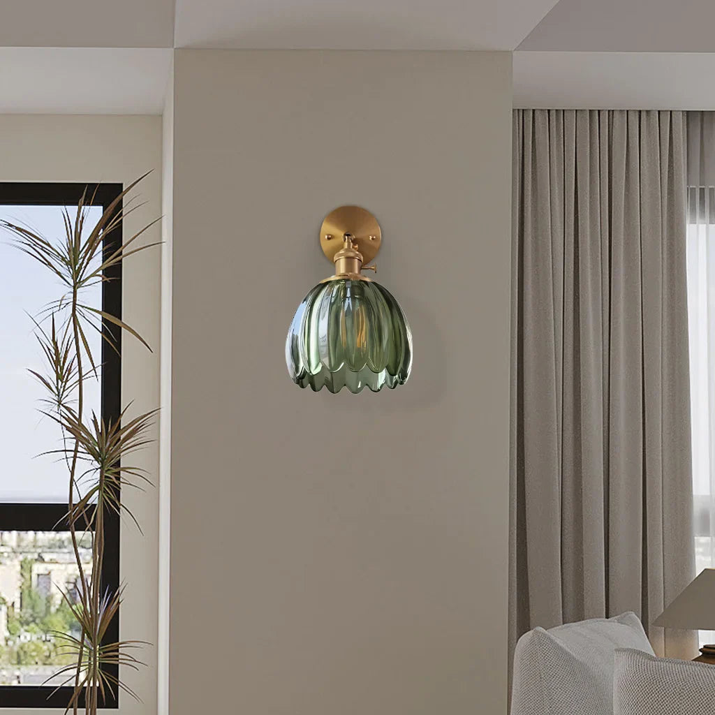 Wall Lamp Glass 7.9 in Adjustable Tulip Shape Green White Amber Black Living Room Bedroom Corridor Lighting | Thomler