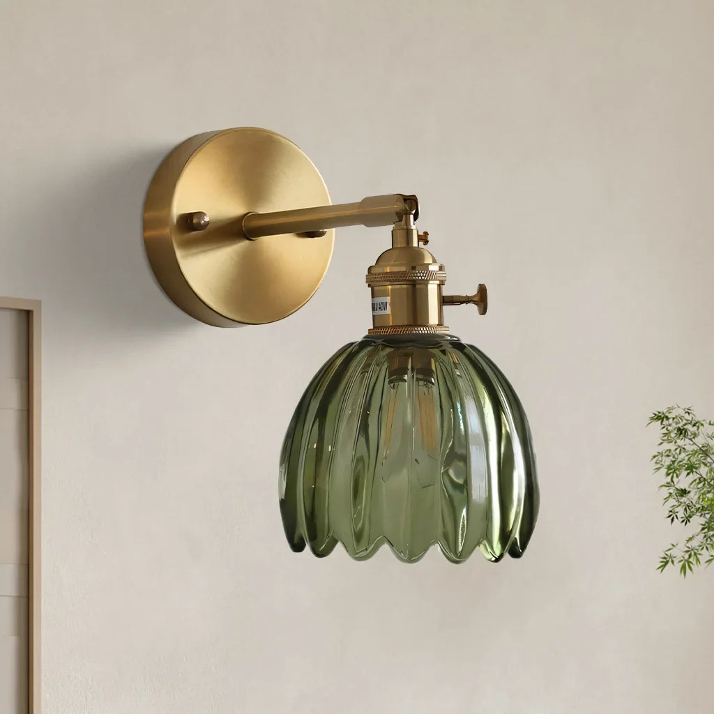 Wall Lamp Glass 7.9 in Adjustable Tulip Shape Green White Amber Black Living Room Bedroom Corridor Lighting | Thomler