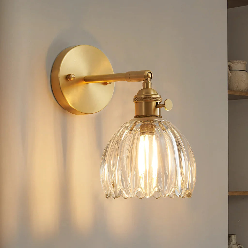 Wall Lamp Glass 7.9 in Adjustable Tulip Shape Green White Amber Black Living Room Bedroom Corridor Lighting | Thomler