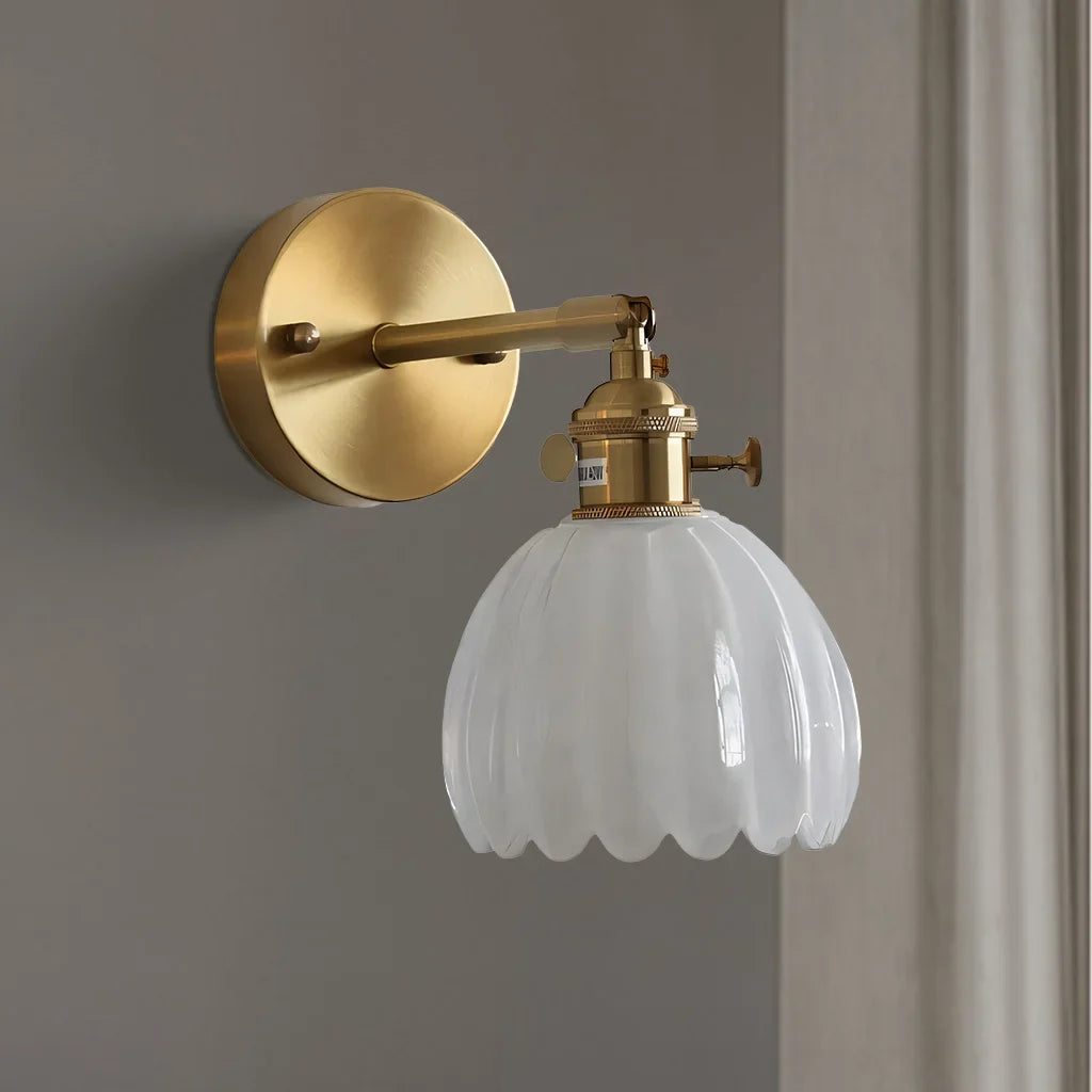 Wall Lamp Glass 7.9 in Adjustable Tulip Shape Green White Amber Black Living Room Bedroom Corridor Lighting | Thomler