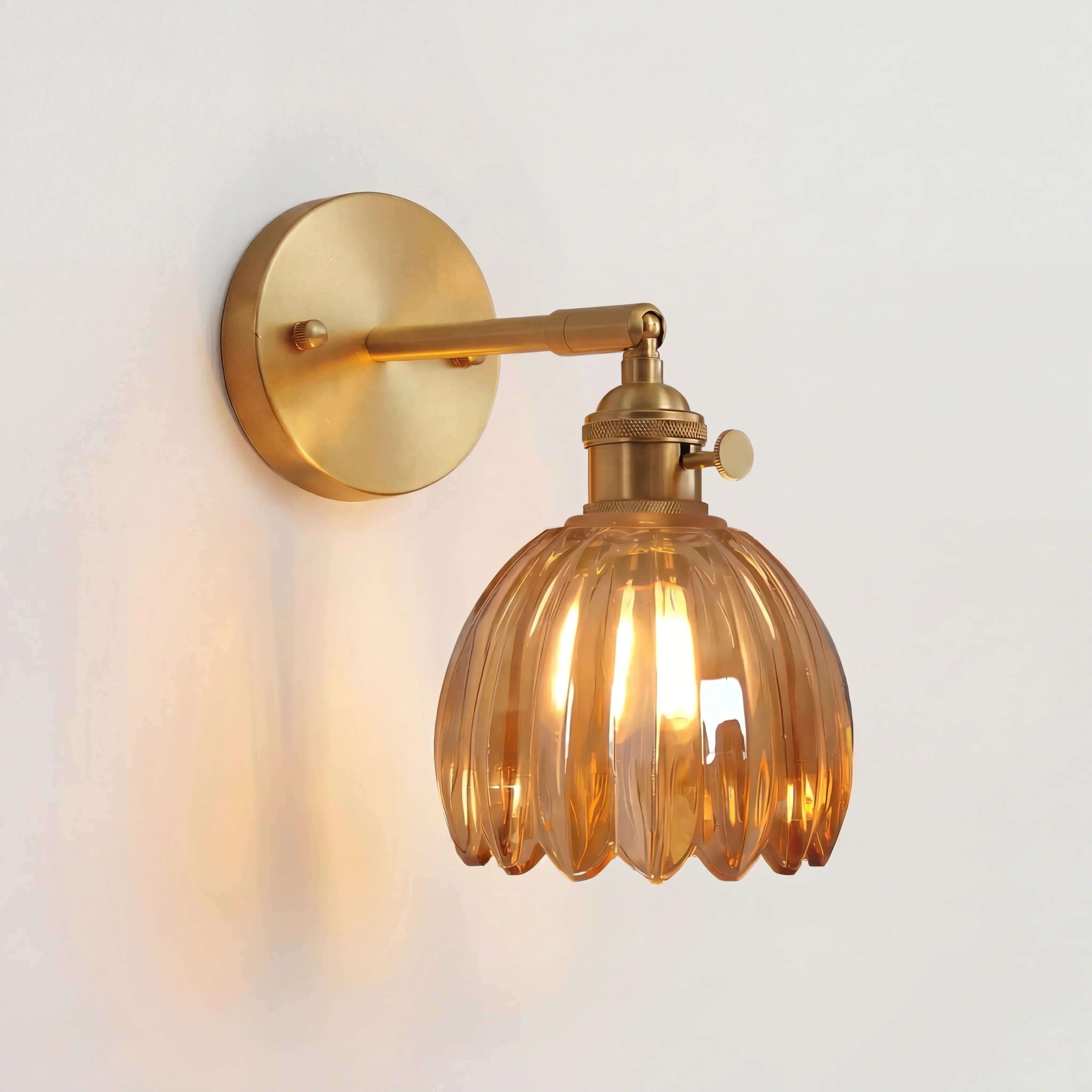 Wall Lamp Glass 7.9 in Adjustable Tulip Shape Green White Amber Black Living Room Bedroom Corridor Lighting | Thomler