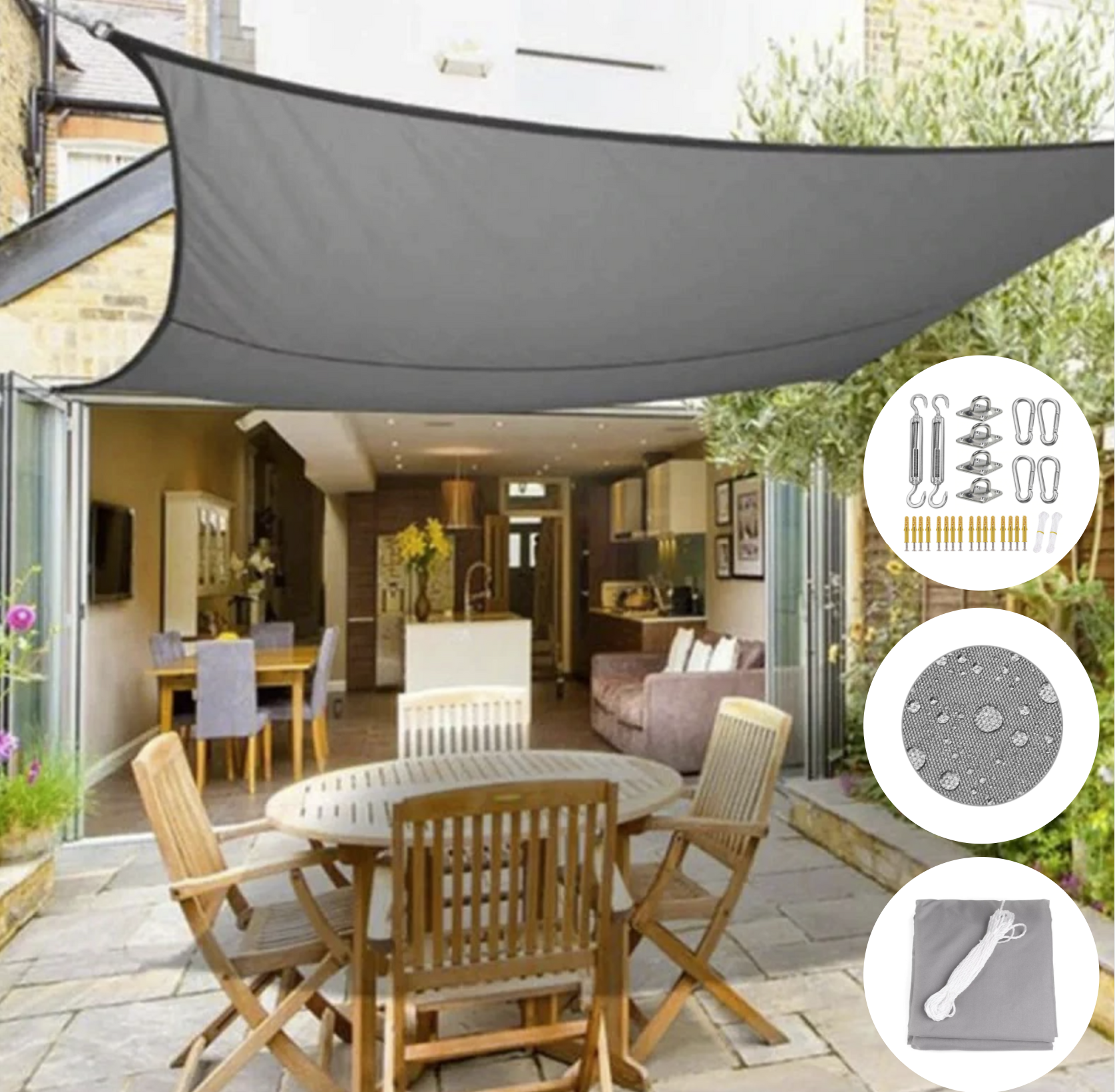 Waterproof Sun Shade Sail Triangle Rectangle Square UV Protection Outdoor Patio Deck Canopy for Backyard Garden Pergola Pool Camping | Thomler