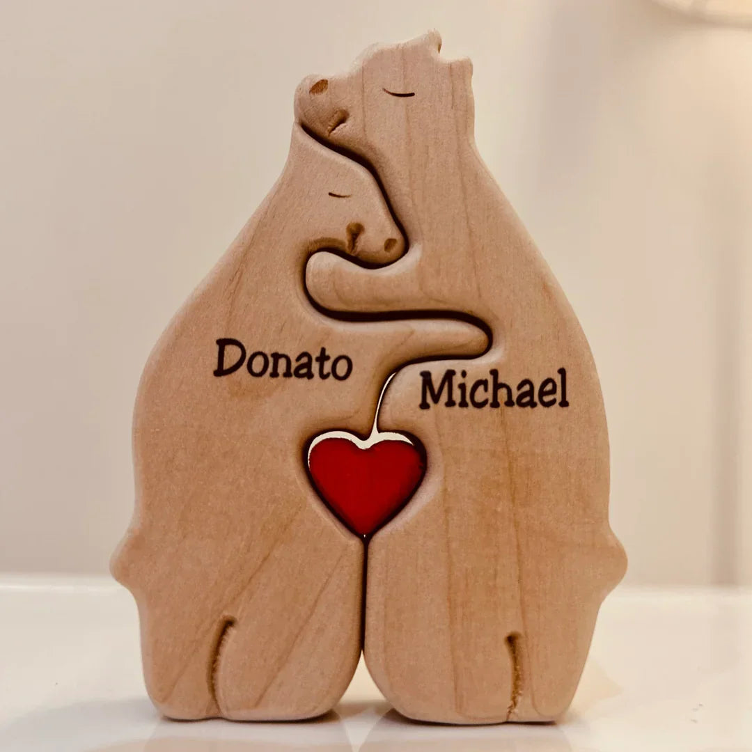 Hand-Carved Wooden Family Figures – Natural Wood Keepsake Display for Shelves & Mantels | Thomler