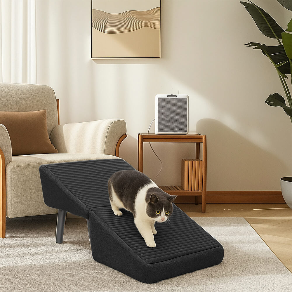 Pet Stairs with Anti-Slip Tread – Foldable 2-in-1 Ramp for Small Dogs, Seniors & Short Breeds – Velvet-Covered Step Platform for Couch & Bed | Thomler