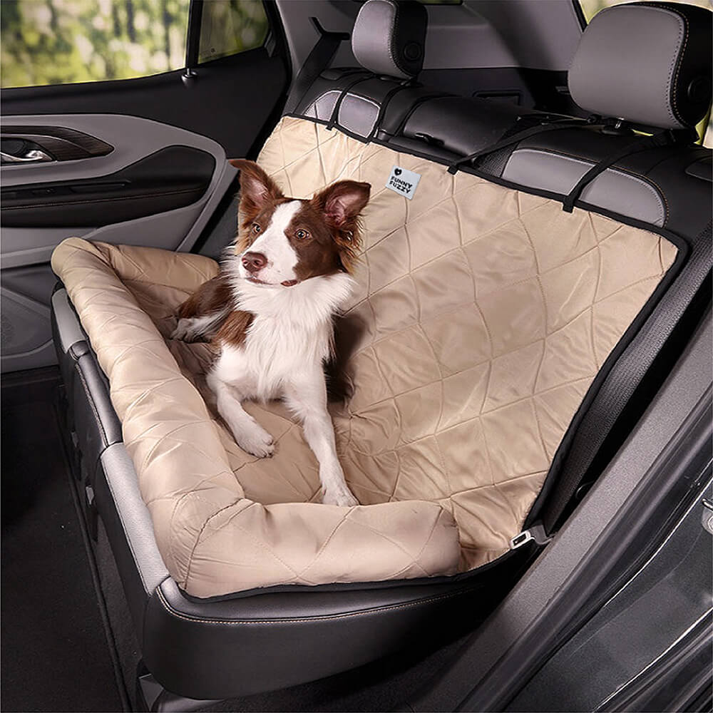 Padded Pet Car Seat Cover Protector with Bolsters for Back Seat – Quilted Waterproof Auto Bench Liner for Dogs & Cats | Thomler