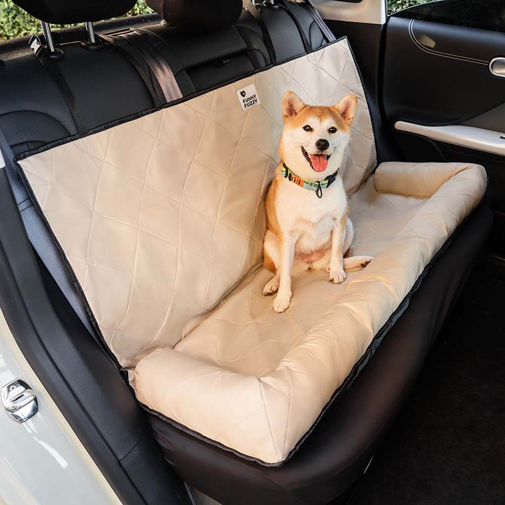Padded Pet Car Seat Cover Protector with Bolsters for Back Seat – Quilted Waterproof Auto Bench Liner for Dogs & Cats | Thomler