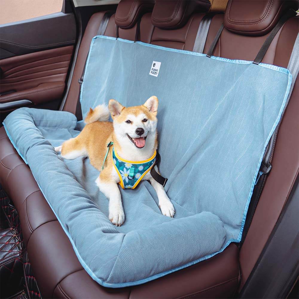 Padded Pet Car Seat Cover Protector with Bolsters for Back Seat – Quilted Waterproof Auto Bench Liner for Dogs & Cats | Thomler