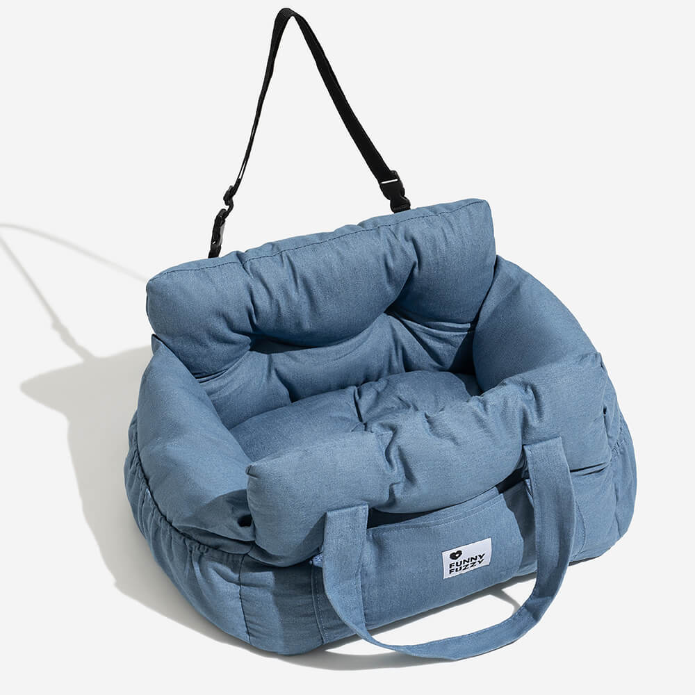 Dog Car Seat Booster Bed for Large Pets – Portable Travel Carrier with Shoulder Strap, Washable Cotton Cushion for SUV Truck Sedan – Safe | Thomler