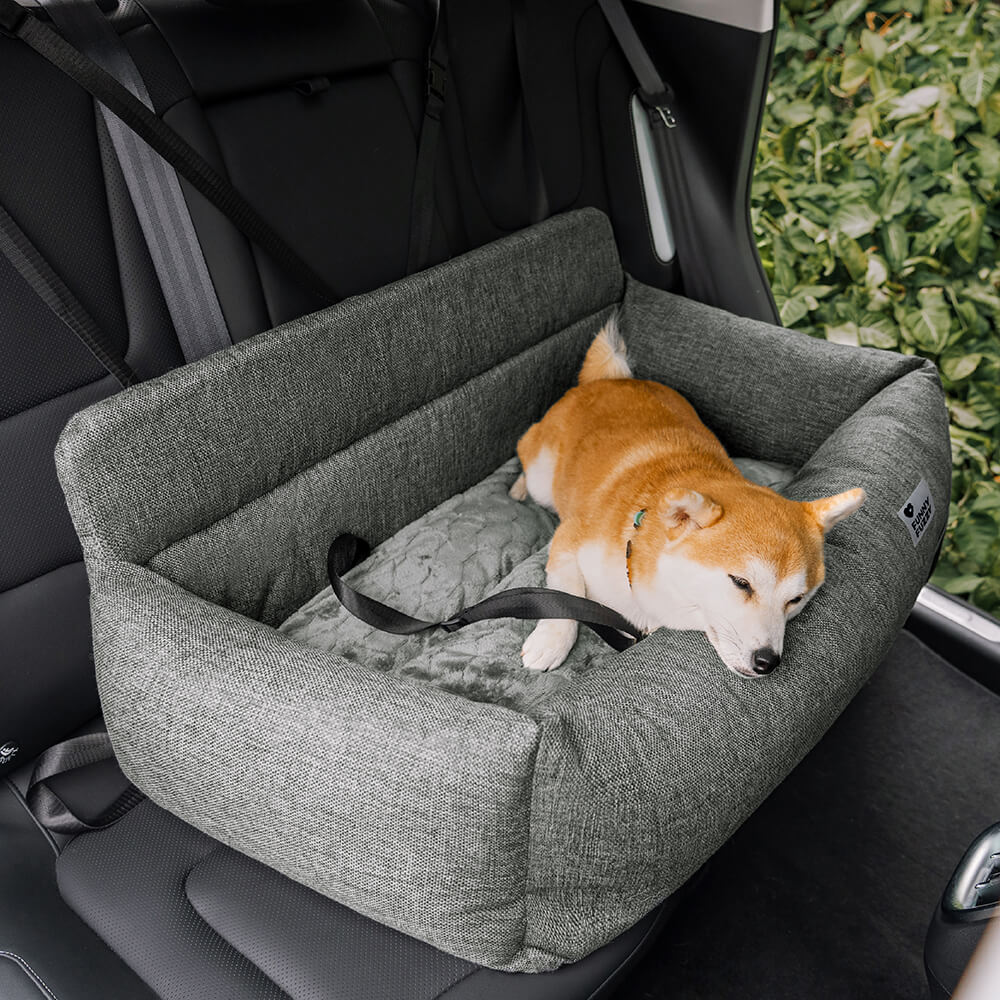 Padded Dog Car Seat Cover with Safety Tethers for Sedans & SUVs – Washable Canvas Bolster Protector for Medium to Large Dogs | Thomler