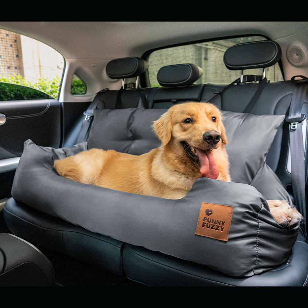 Dog Car Seat Cover for Back Seat – Padded Travel Hammock for Medium & Large Dogs with Safety Tethers & Storage Pockets | Thomler